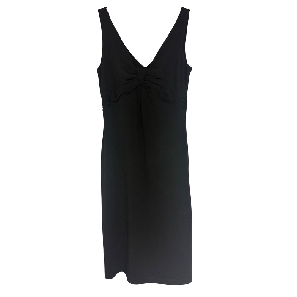 BCBGMAXAZRIA Black V-Neck Sleeveless Midi Dress with Side Slit Small RN80734